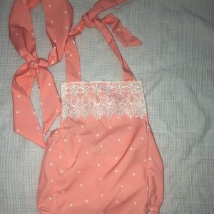 Baby backless one piece with head scarf